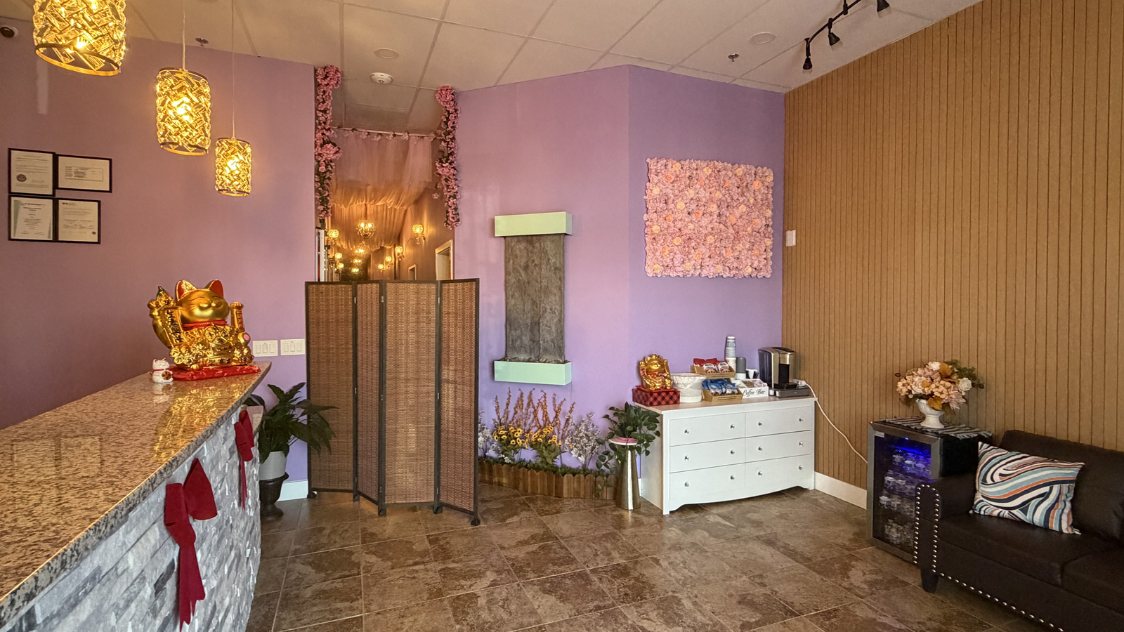 East Spa reception and waiting area in Westminster, Colorado